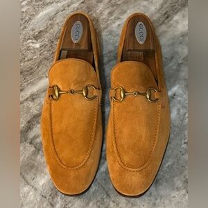 GUCCI JORDAAN  Horsebit Suede Loafers Brownie 9.5 /10 US Tan Beige Brownish